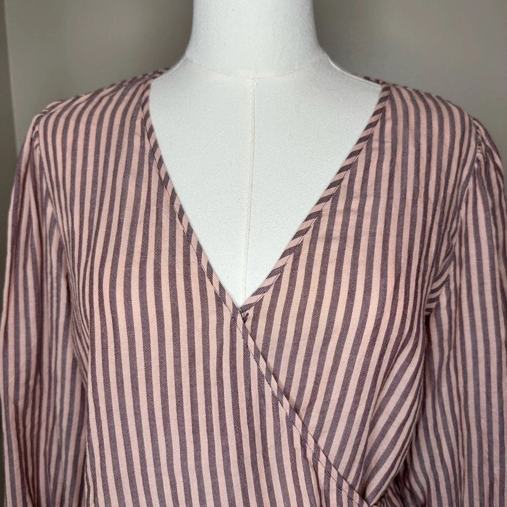 Madewell Puff-Sleeve Peplum Faux Wrap Top | Size S